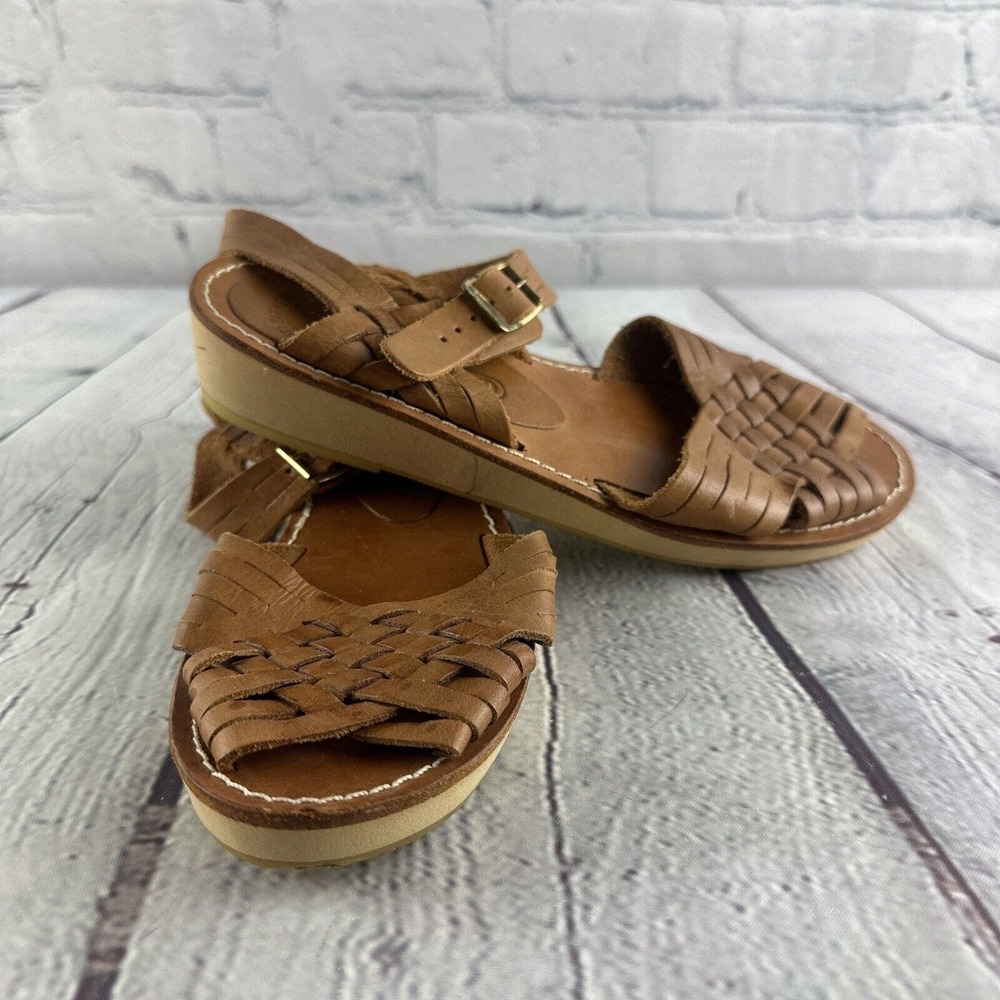 Rapallo Genuine Leather Slingback Brown Woven 528-22526-528-9500 Sandals Size 5M